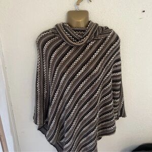 Striped Brown and Cream Poncho